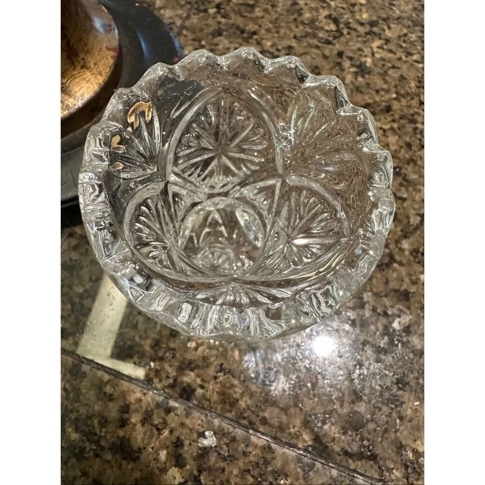 Vintage cut, glass face or toothpick holder
